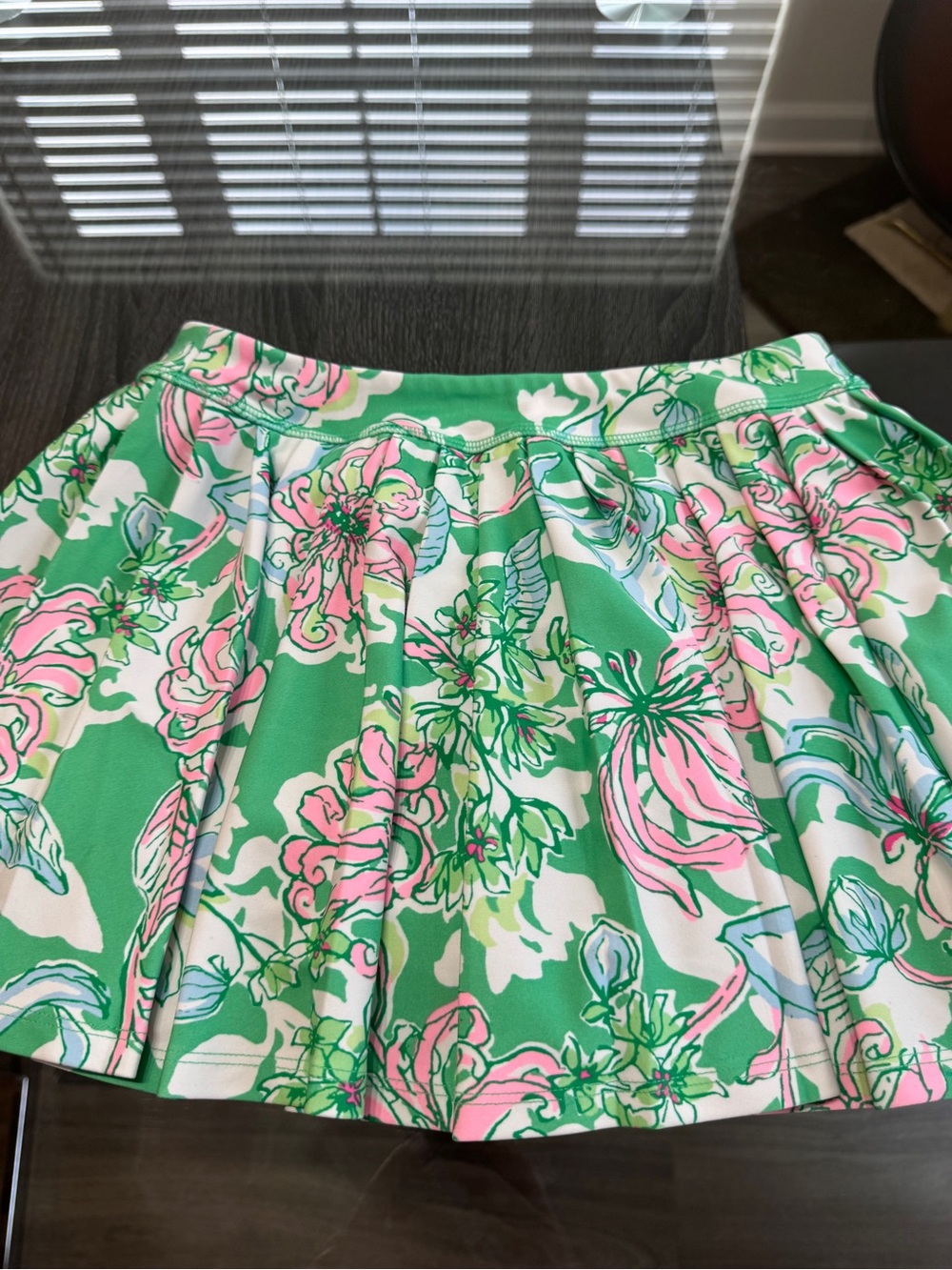 Lilly Pulitzer Green and Pink Floral Flared Skirt 🚨 kids size L or women size xs
